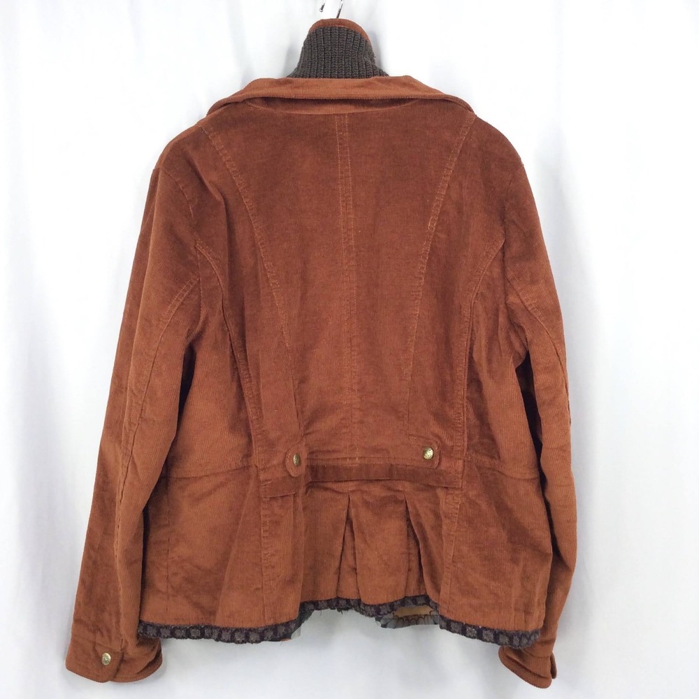 Montana Co. Women's Contrast Corduroy Knit Jacket Size 1X Rust Brown Zip - Picture 3 of 9